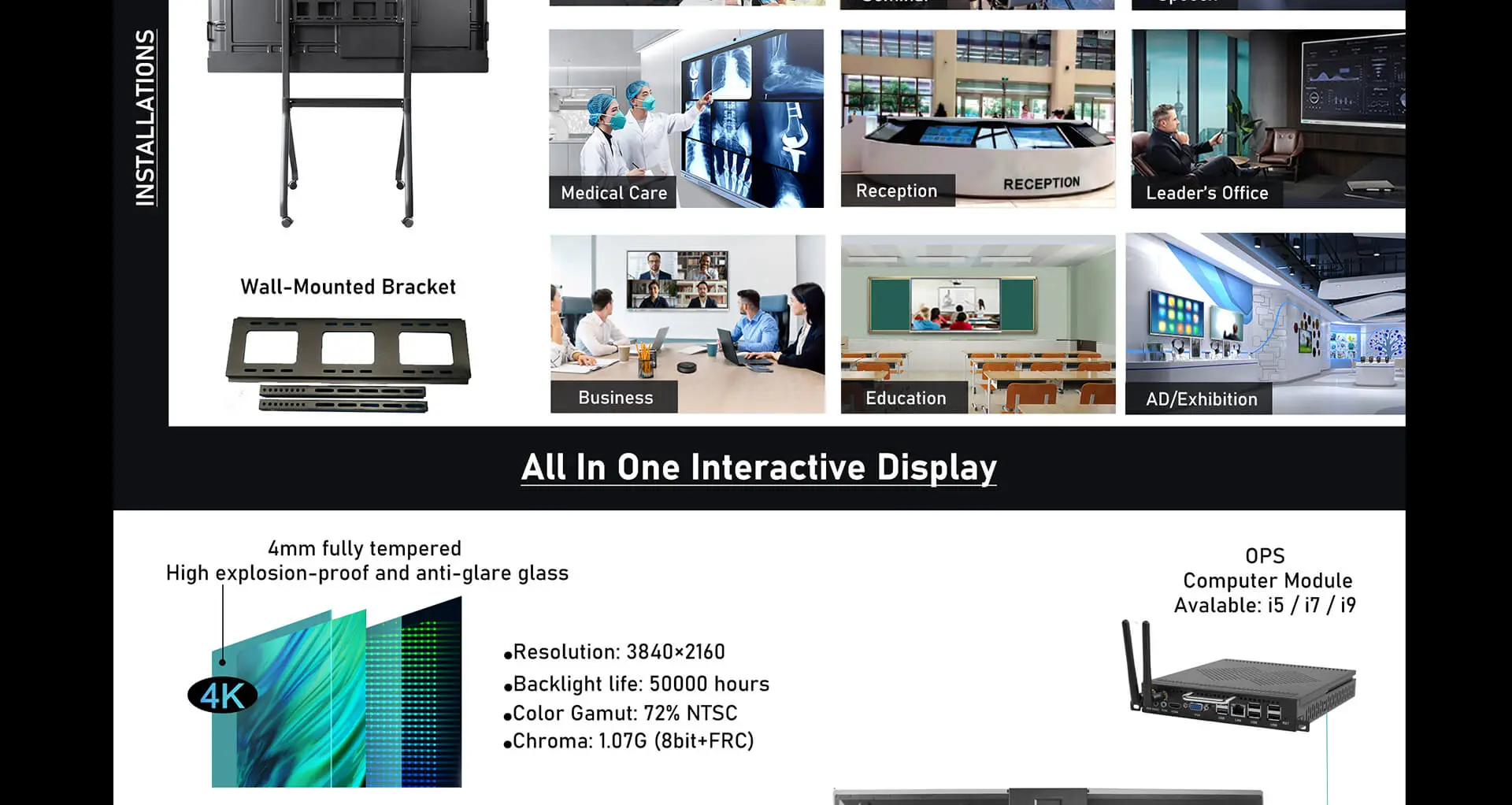 Interactive Flat Panel 65 inch with Array Speaker & Camera
